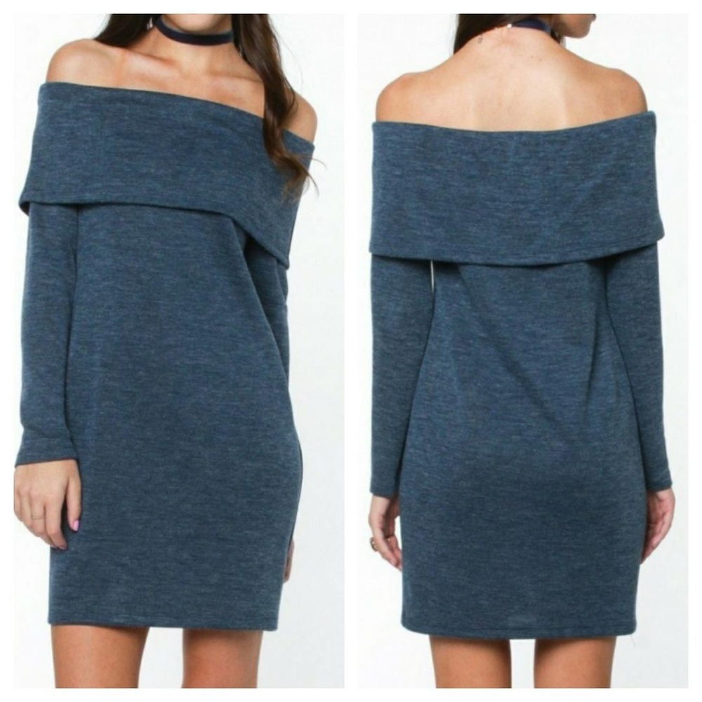 Everly Easy Street Off Shoulder Sweater Dress - Picture 2 of 4